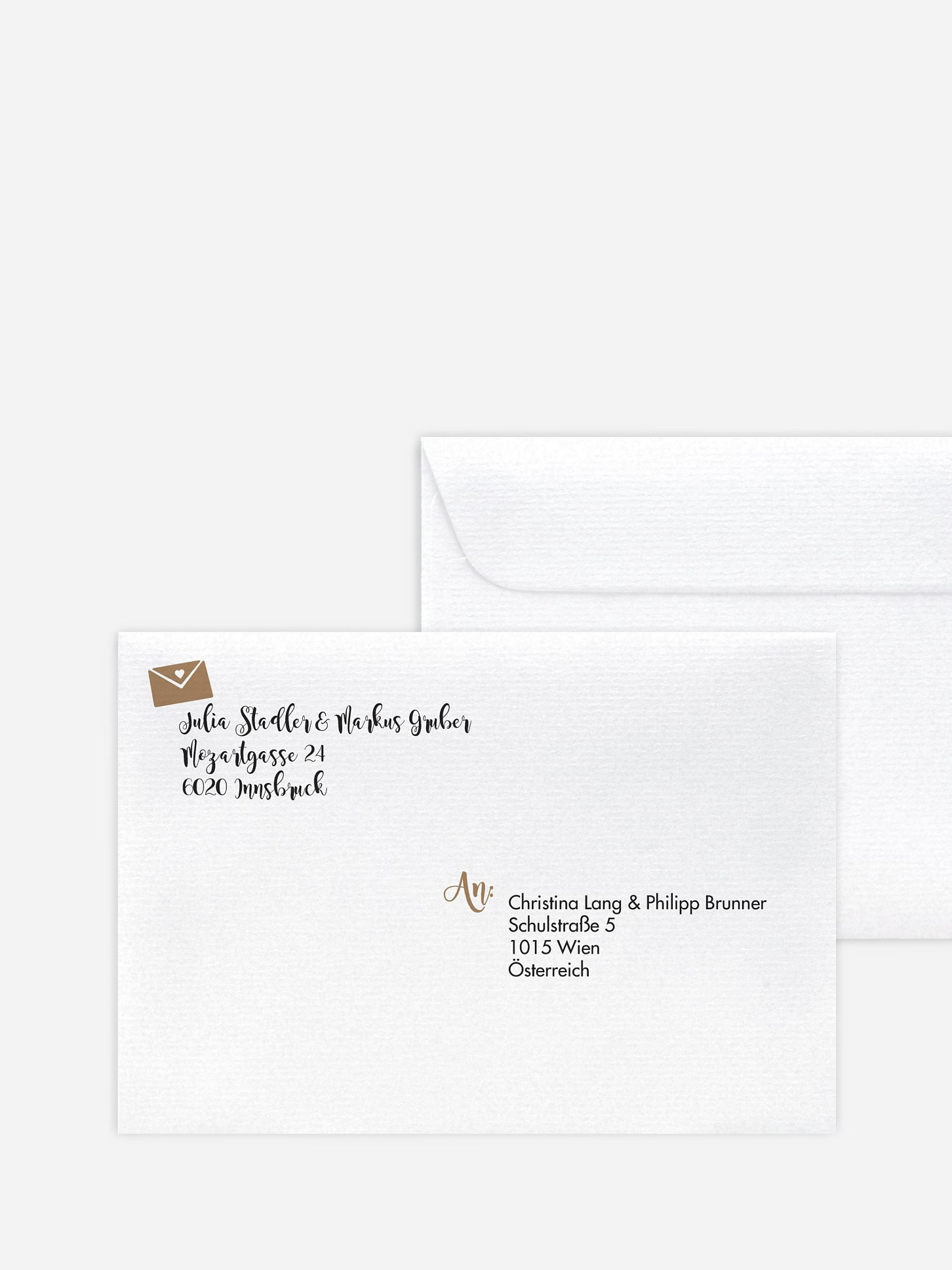 Bedruckter Briefumschlag Hochzeit Piktogramm