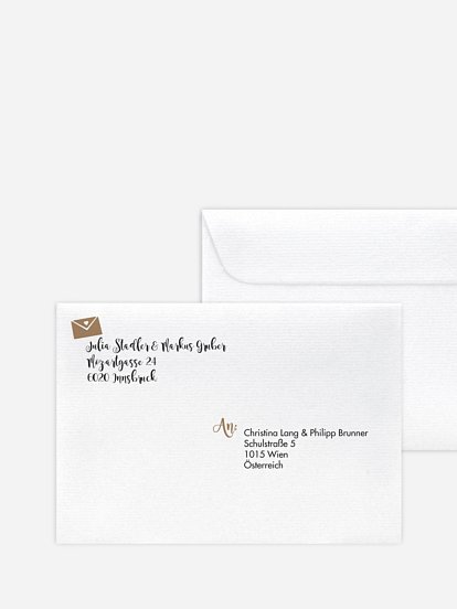 Bedruckter Briefumschlag Hochzeit Piktogramm