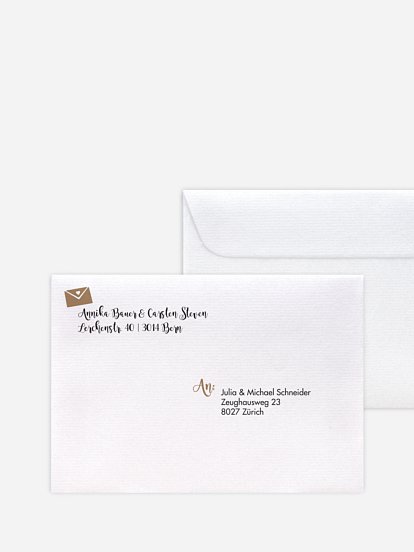 Bedruckter Briefumschlag Hochzeit Piktogramm