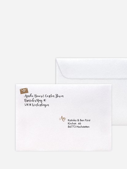 Bedruckter Briefumschlag Hochzeit Piktogramm