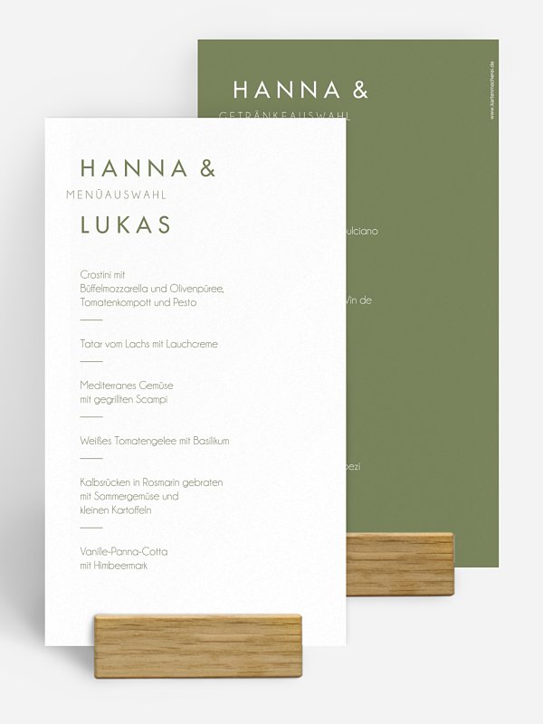 Menükarte Hochzeit Purist