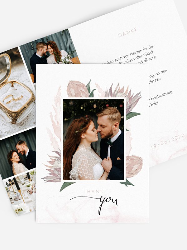 Dankeskarte Hochzeit Protea