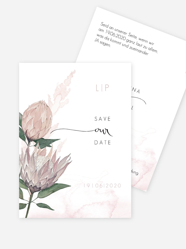 Save-the-Date Karte Protea