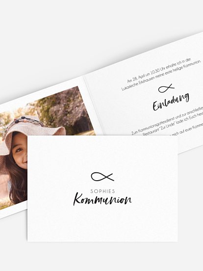 Kommunionseinladung Fischsymbol Premium
