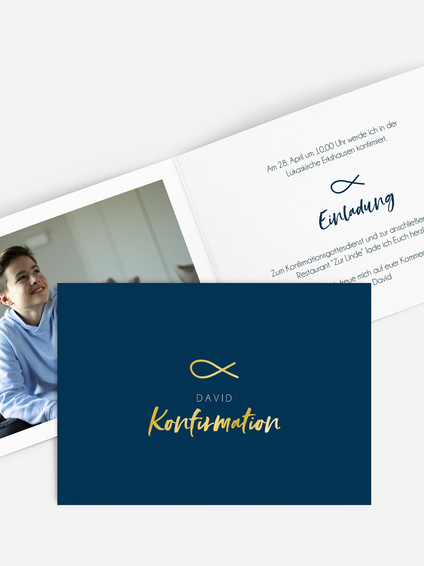 Konfirmationseinladung Fischsymbol Premium