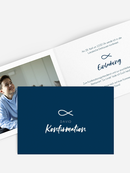 Konfirmationseinladung Fischsymbol Premium