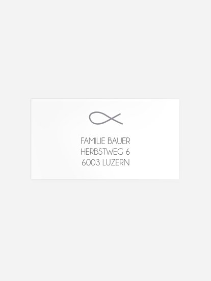 Empfängeraufkleber Konfirmation und Kommunion Fischsymbol Premium