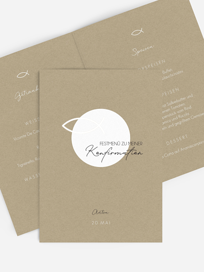 Menükarte Konfirmation Quelle