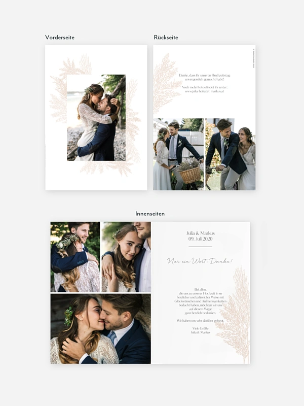 Dankeskarte Hochzeit Pampasgras