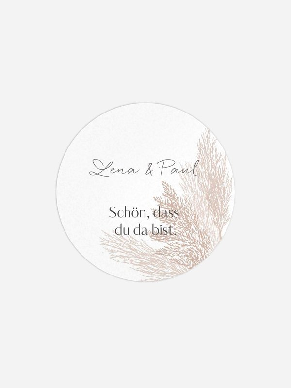 Geschenkaufkleber Hochzeit Pampasgras