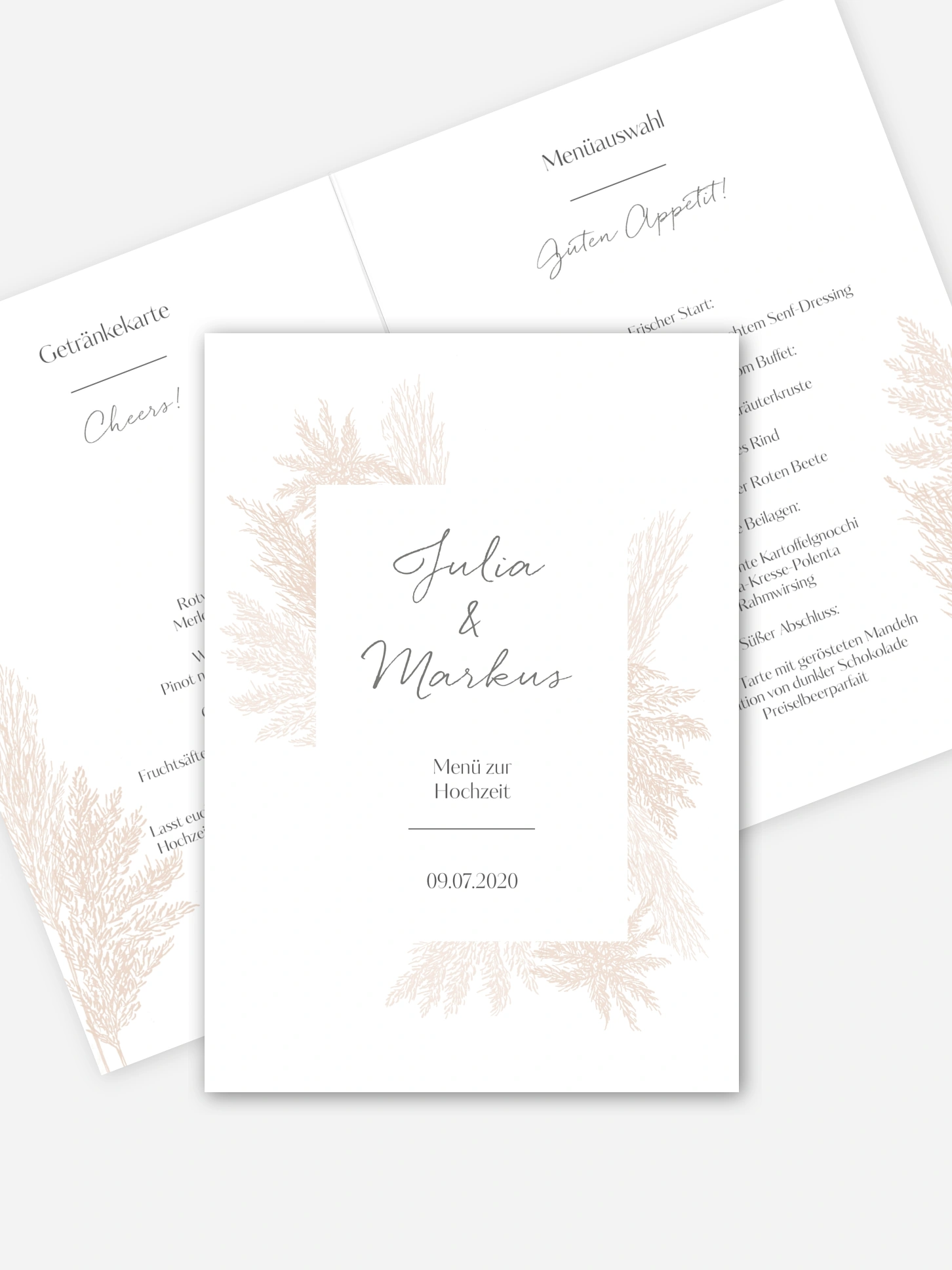 Menükarte Hochzeit Pampasgras