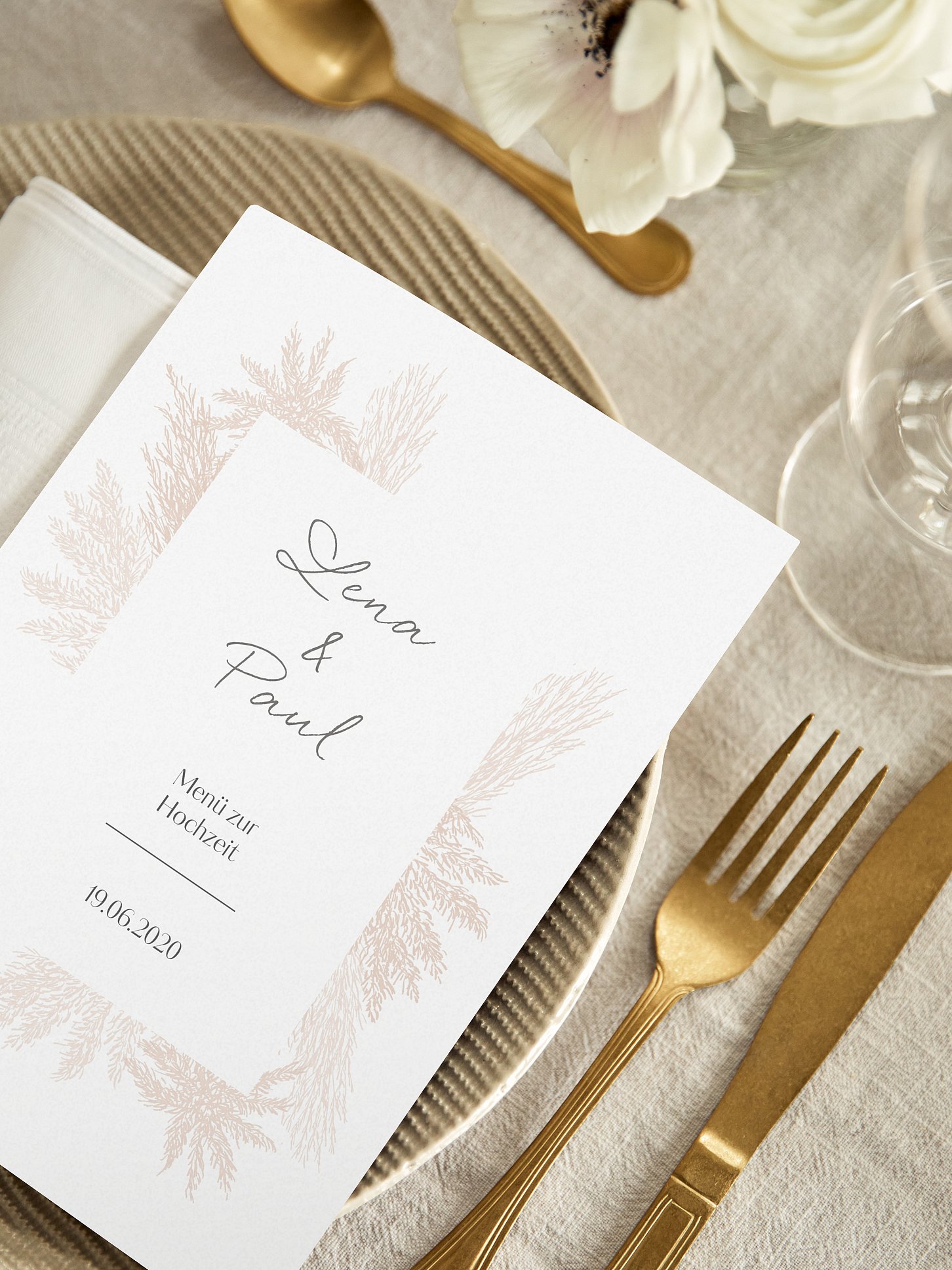 Menükarte Hochzeit Pampasgras