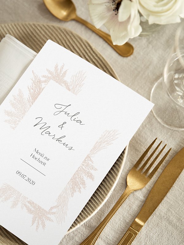 Menükarte Hochzeit Pampasgras