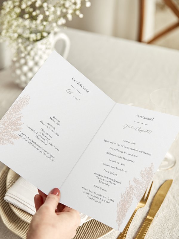 Menükarte Hochzeit Pampasgras