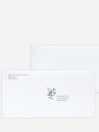 Bedruckter Briefumschlag Hochzeit Pampas & Peony