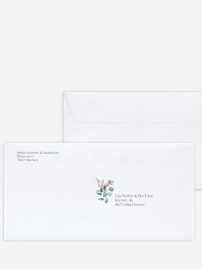 Bedruckter Briefumschlag Hochzeit Pampas & Peony