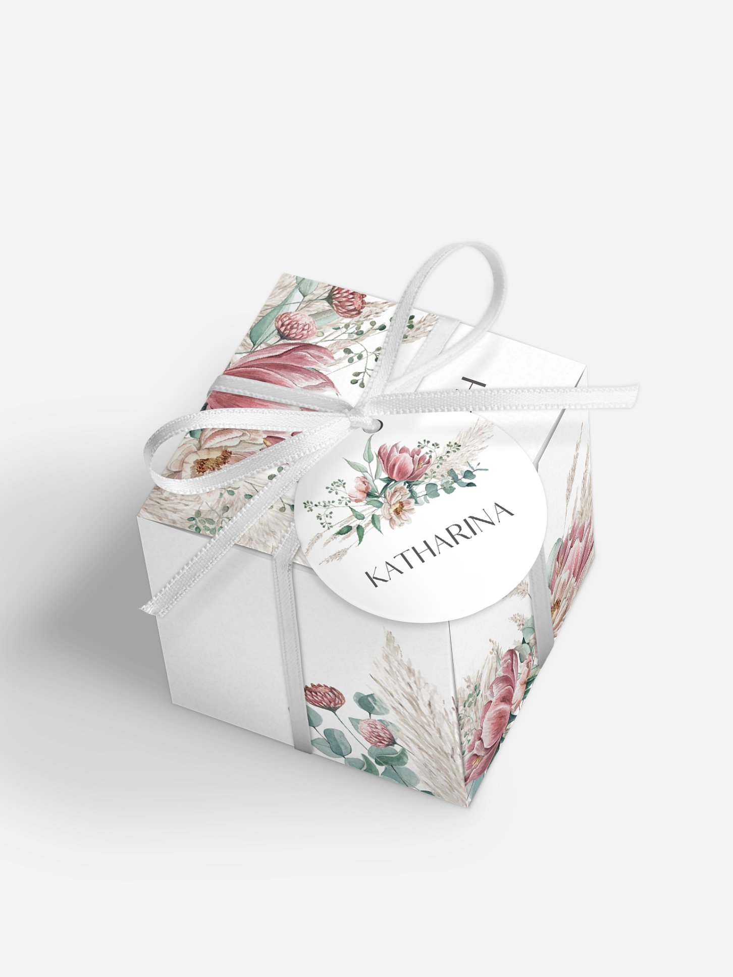 Gastgeschenkbox personalisiert Pampas & Peony