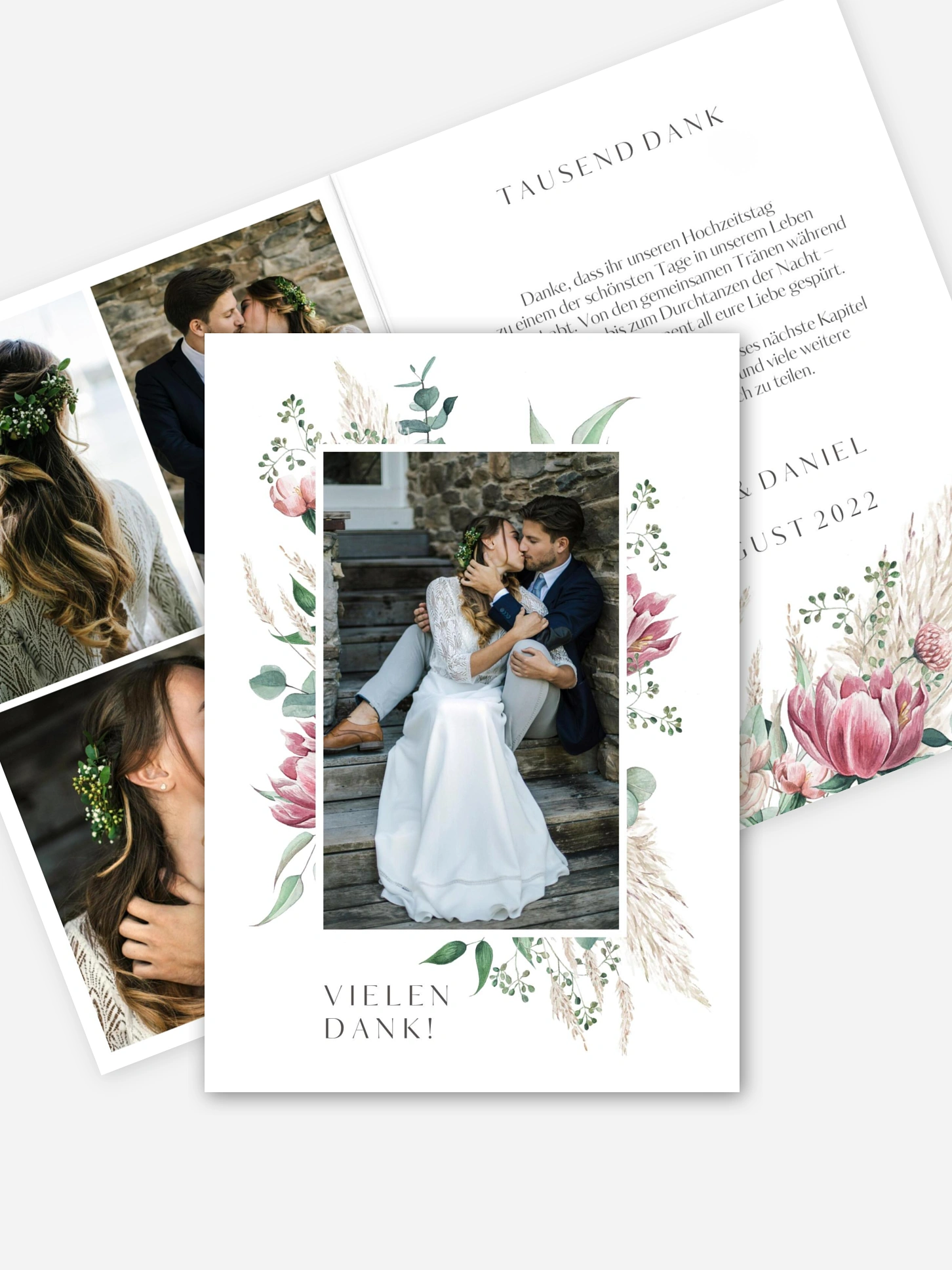 Dankeskarte Hochzeit Pampas & Peony