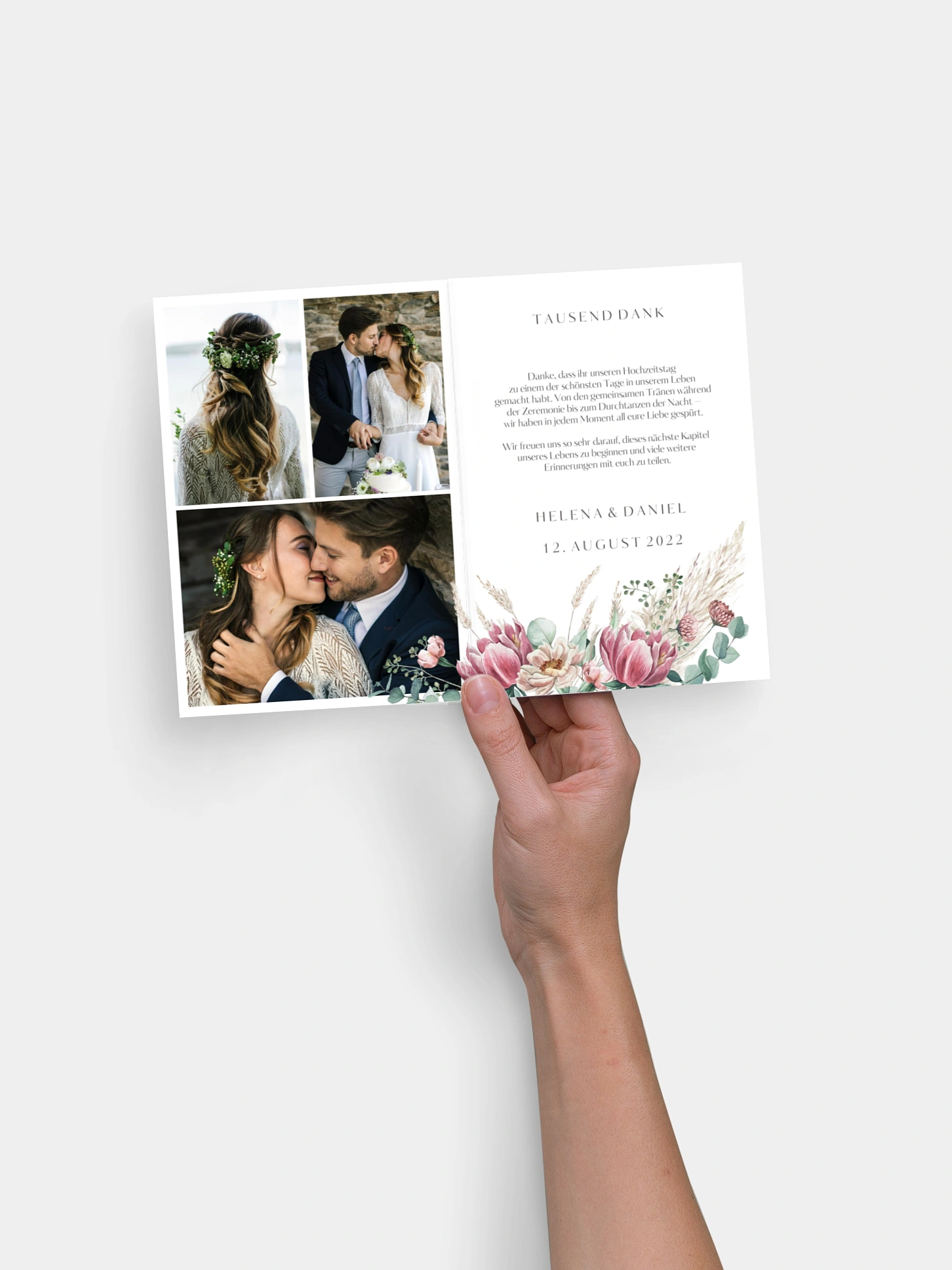 Dankeskarte Hochzeit Pampas & Peony