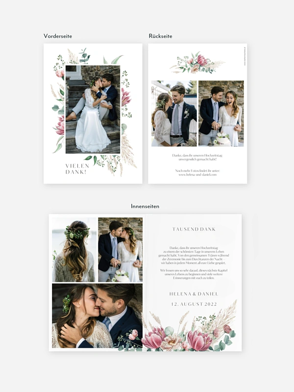 Dankeskarte Hochzeit Pampas & Peony