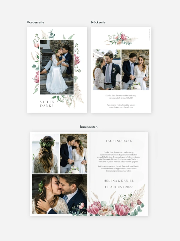 Dankeskarte Hochzeit Pampas & Peony