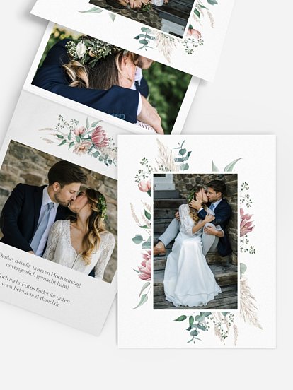 Dankeskarte Hochzeit Pampas & Peony