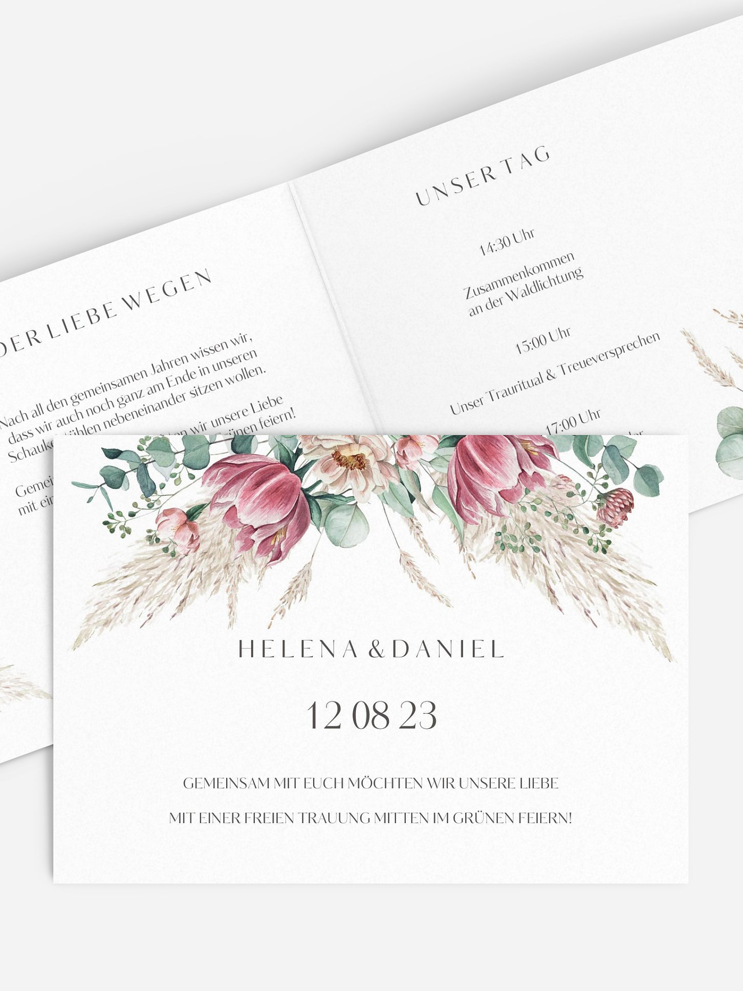 Hochzeitseinladung Pampas & Peony