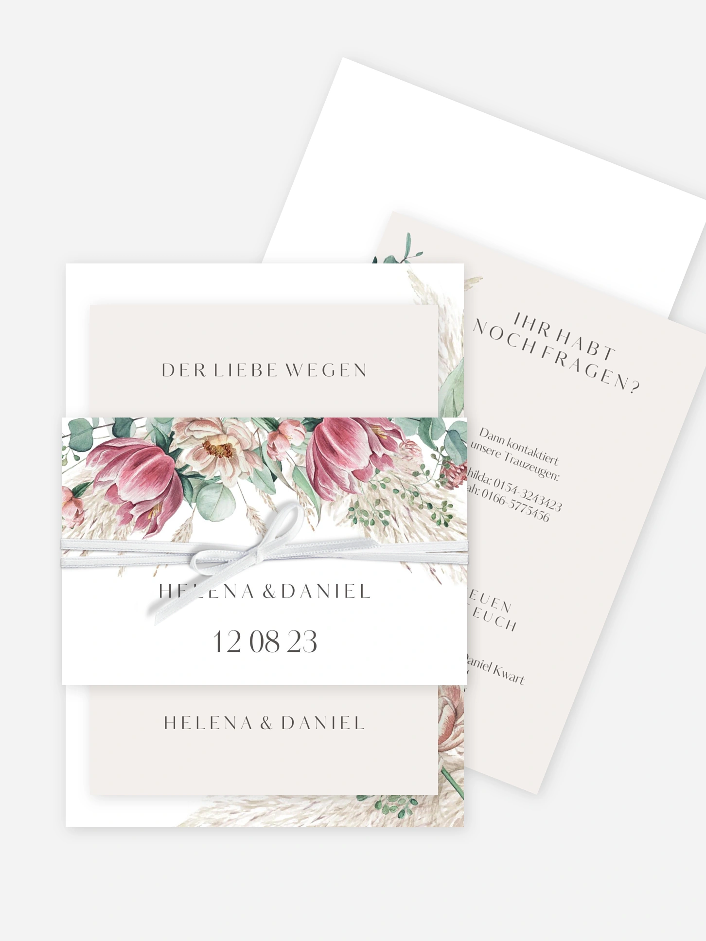 Hochzeitseinladung Pampas & Peony
