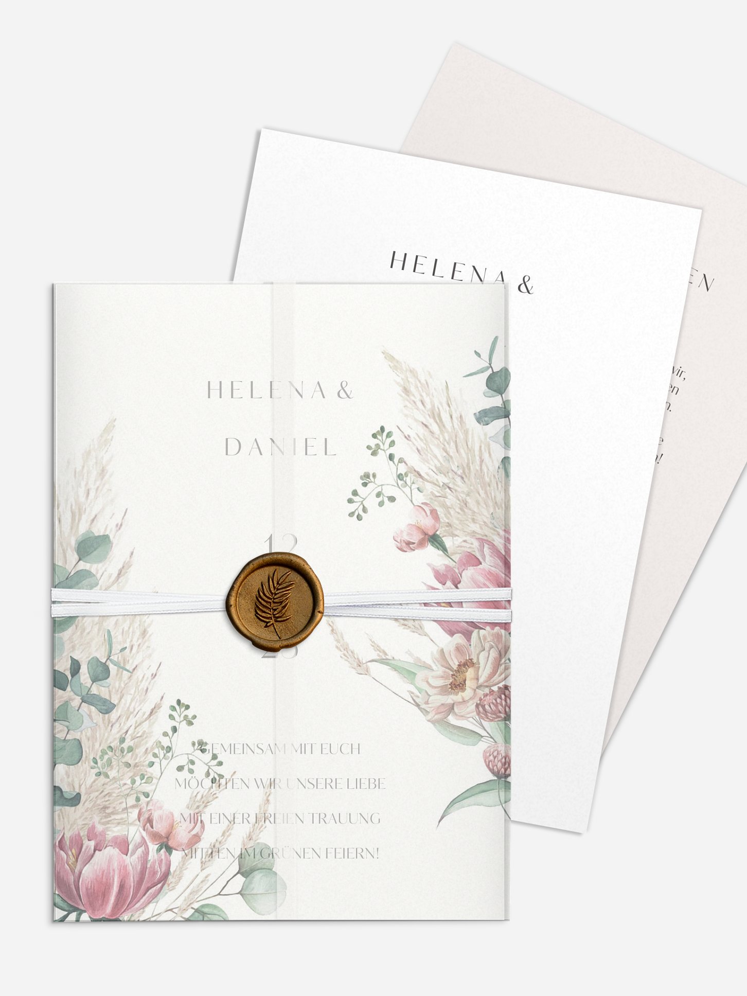 Hochzeitseinladung Pampas & Peony