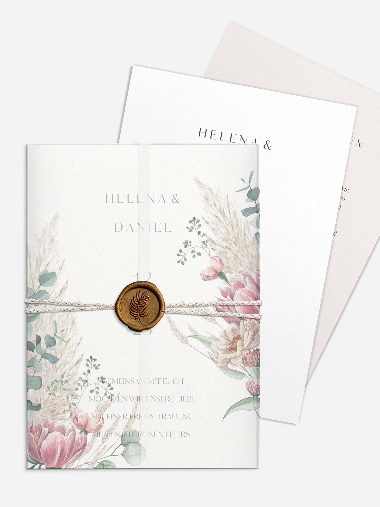 Hochzeitseinladung Pampas & Peony