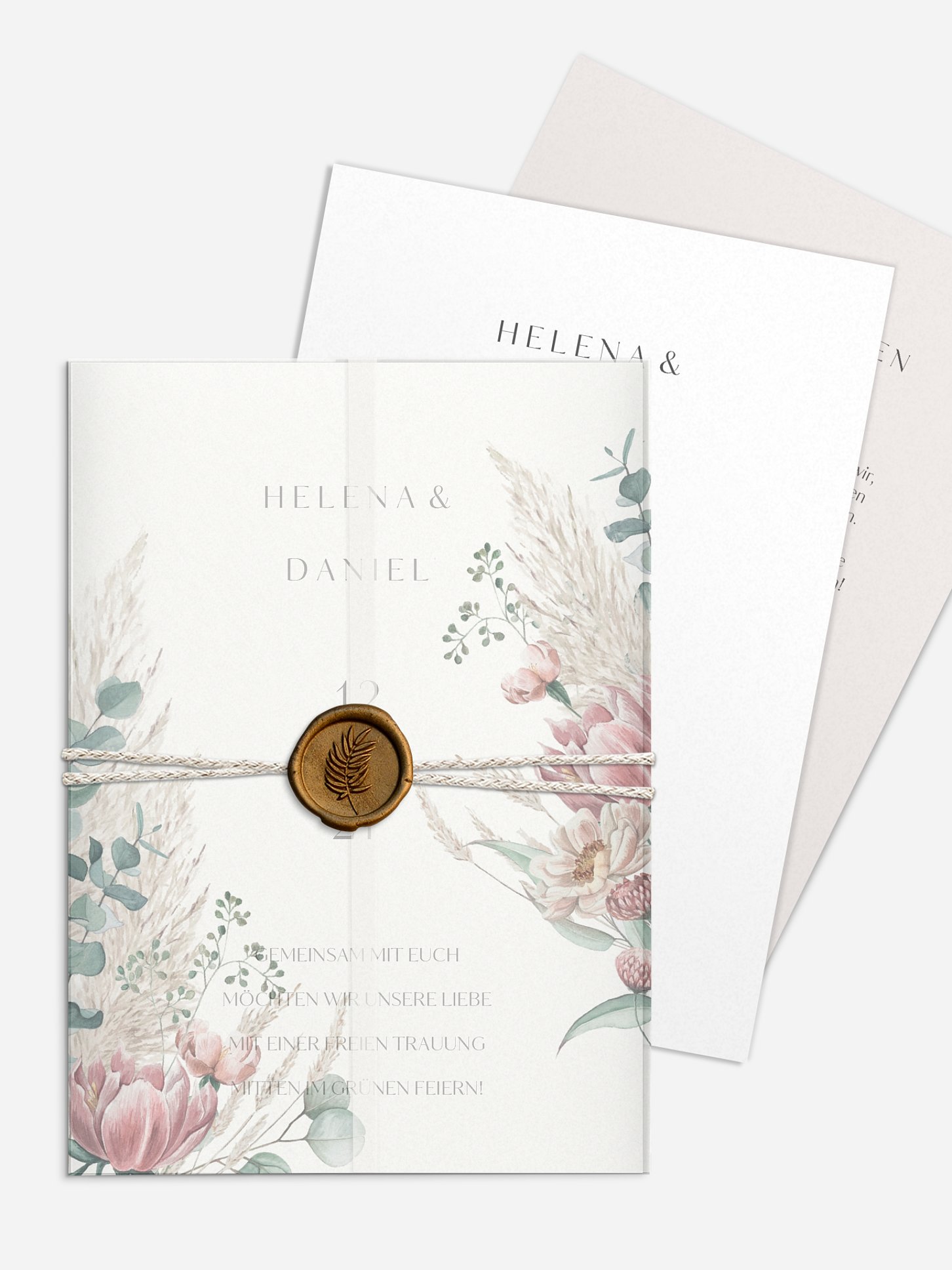 Hochzeitseinladung Pampas & Peony