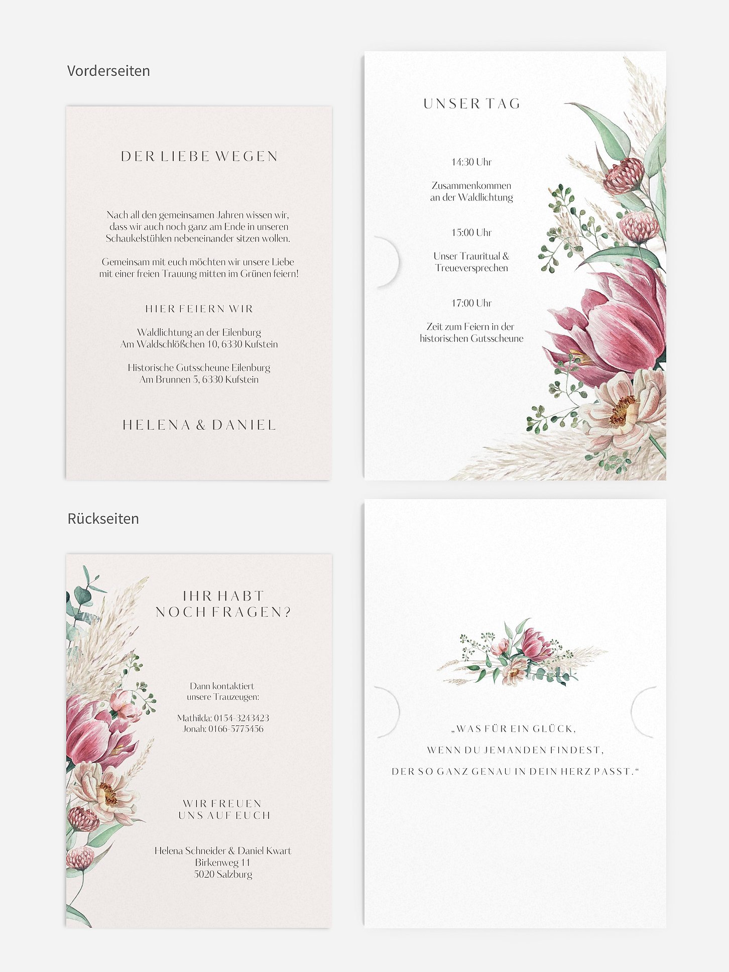 Hochzeitseinladung Pampas & Peony