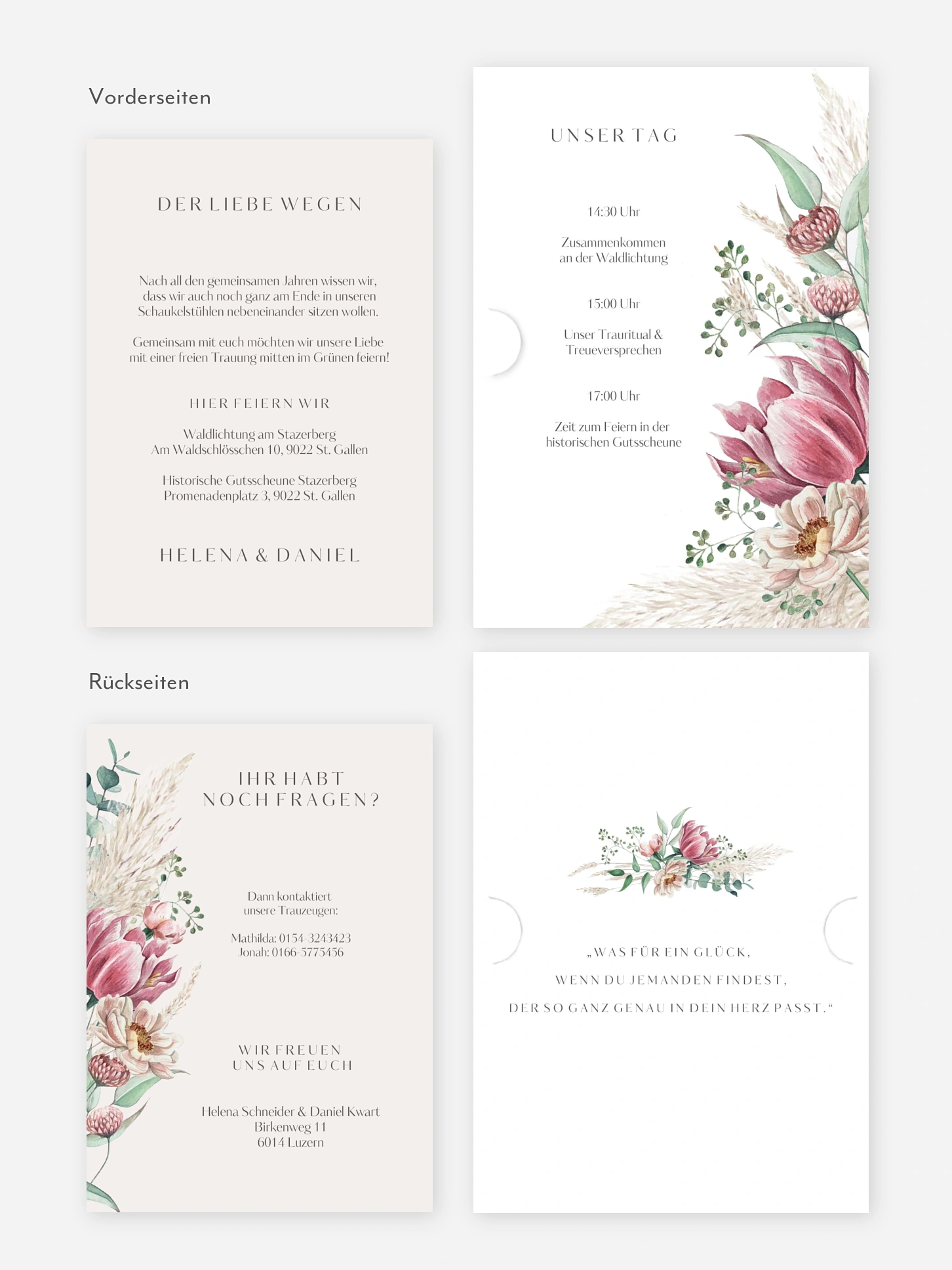 Hochzeitseinladung Pampas & Peony
