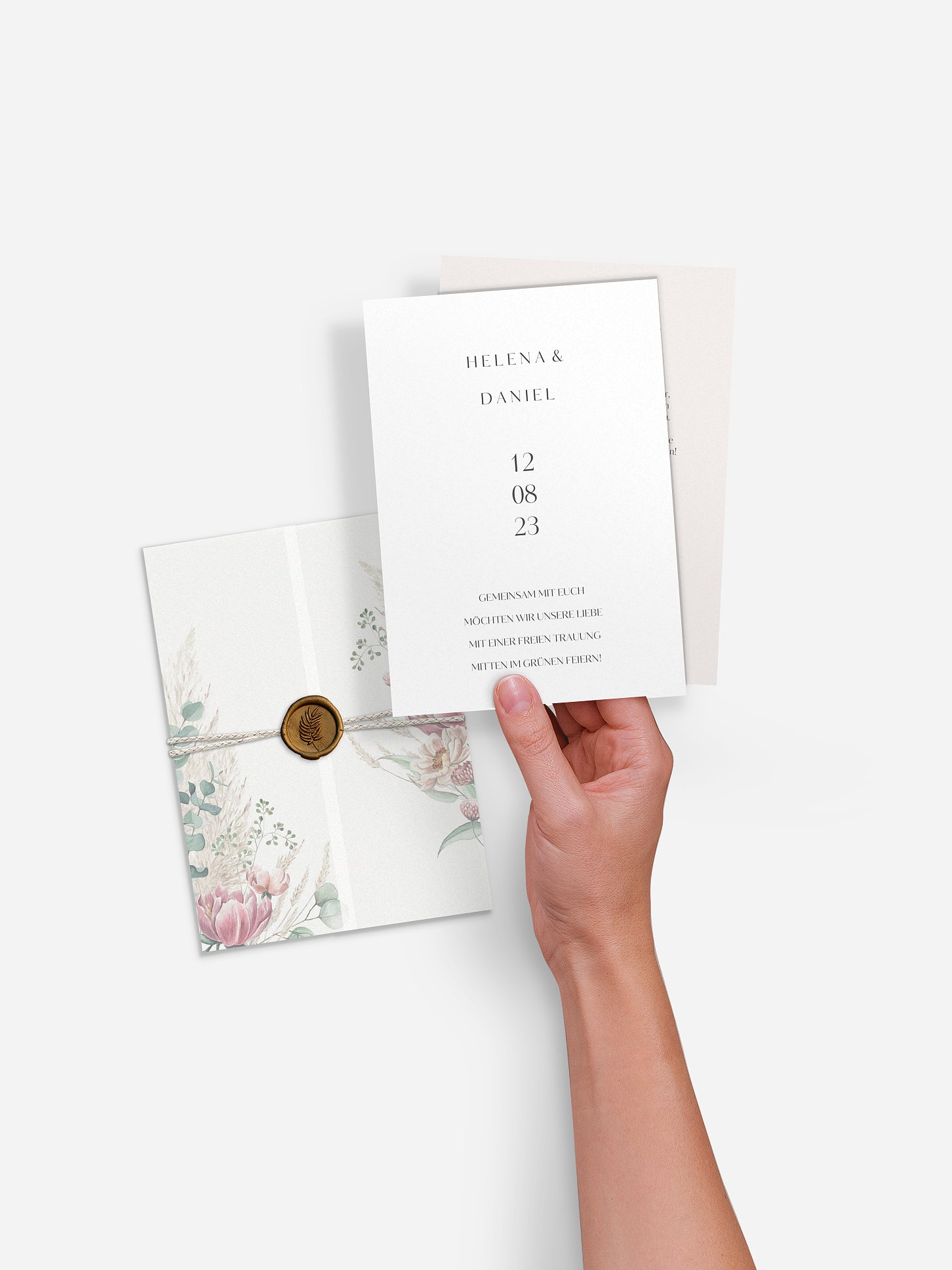 Hochzeitseinladung Pampas & Peony