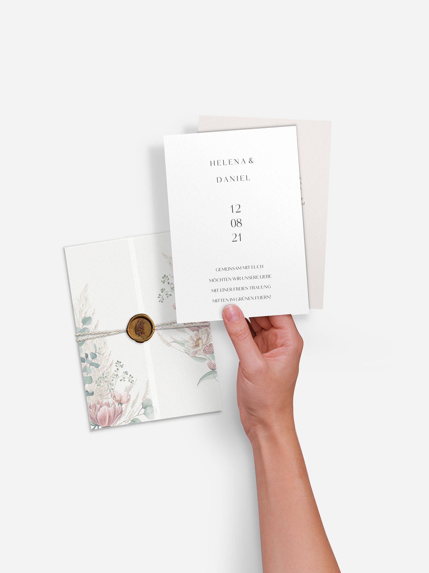 Hochzeitseinladung Pampas & Peony