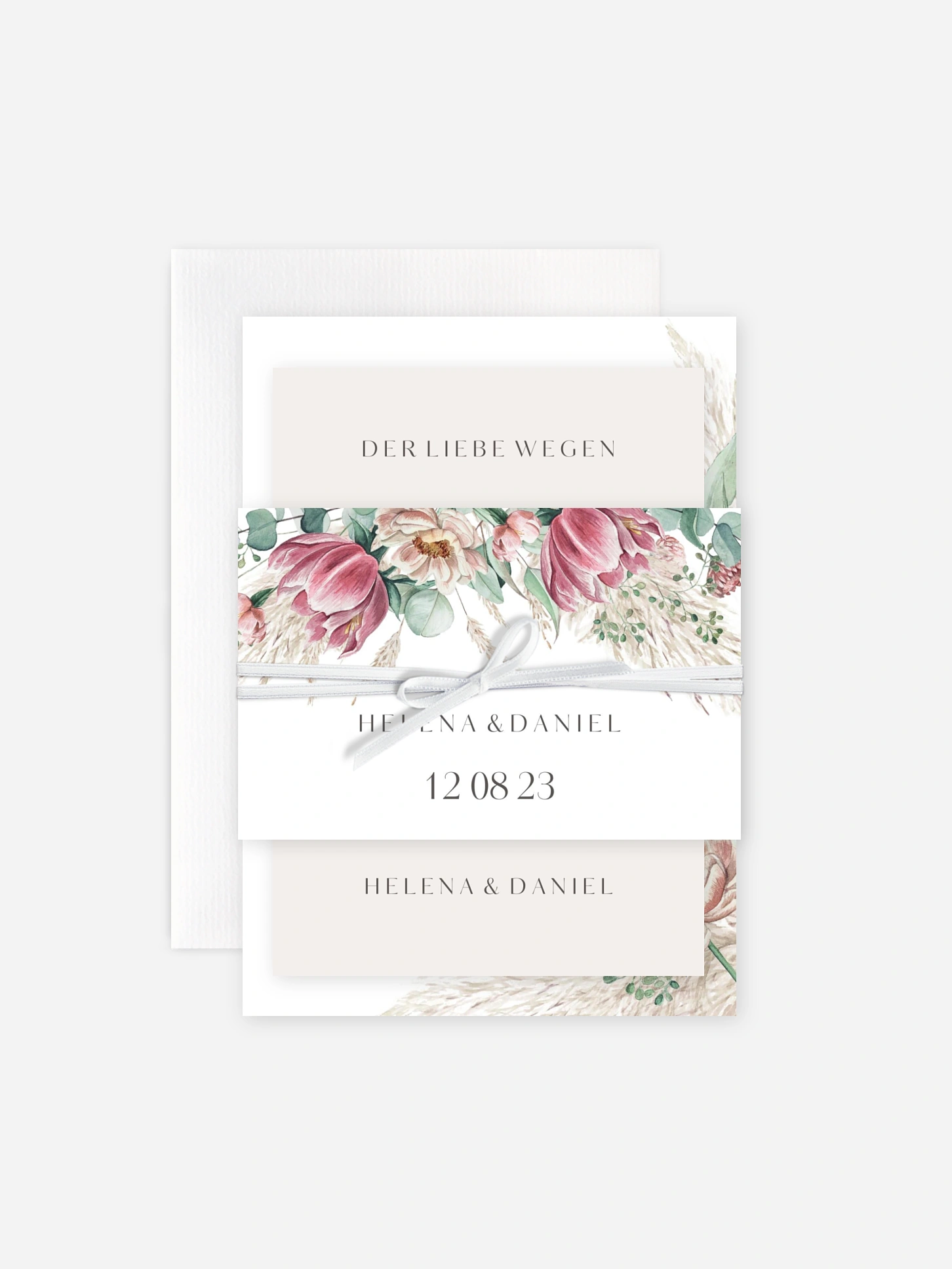 Hochzeitseinladung Pampas & Peony