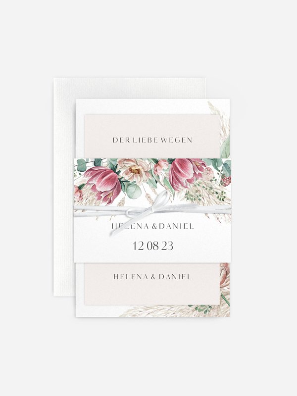 Hochzeitseinladung Pampas & Peony