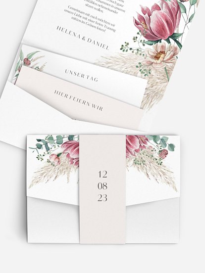 Hochzeitseinladung Pampas & Peony