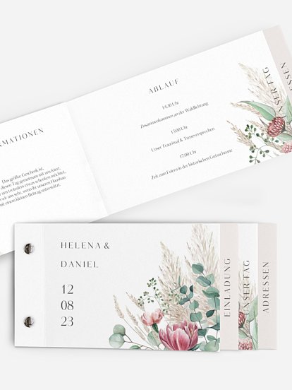 Hochzeitseinladung Pampas & Peony