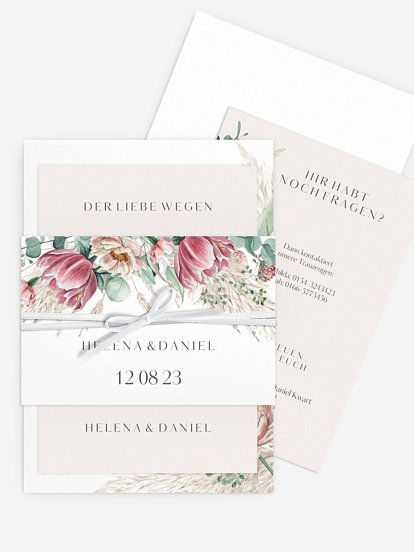 Hochzeitseinladung Pampas & Peony