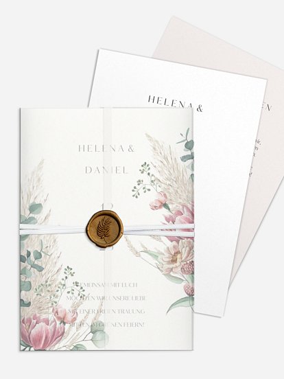 Hochzeitseinladung Pampas & Peony