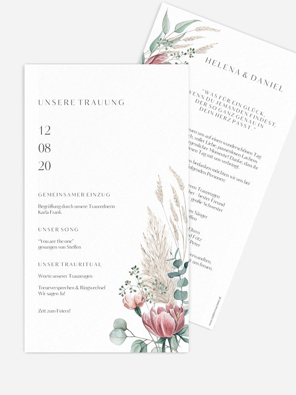 Kirchenheft Hochzeit Pampas & Peony