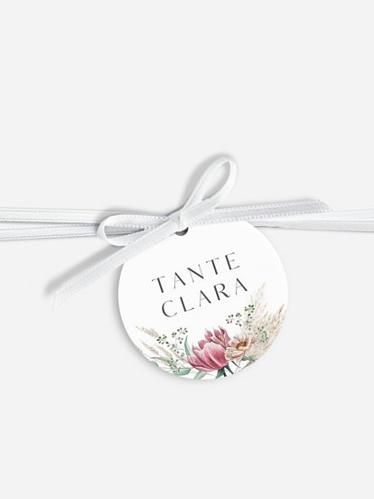 Anhänger mit Band zur Hochzeit personalisiert Pampas & Peony