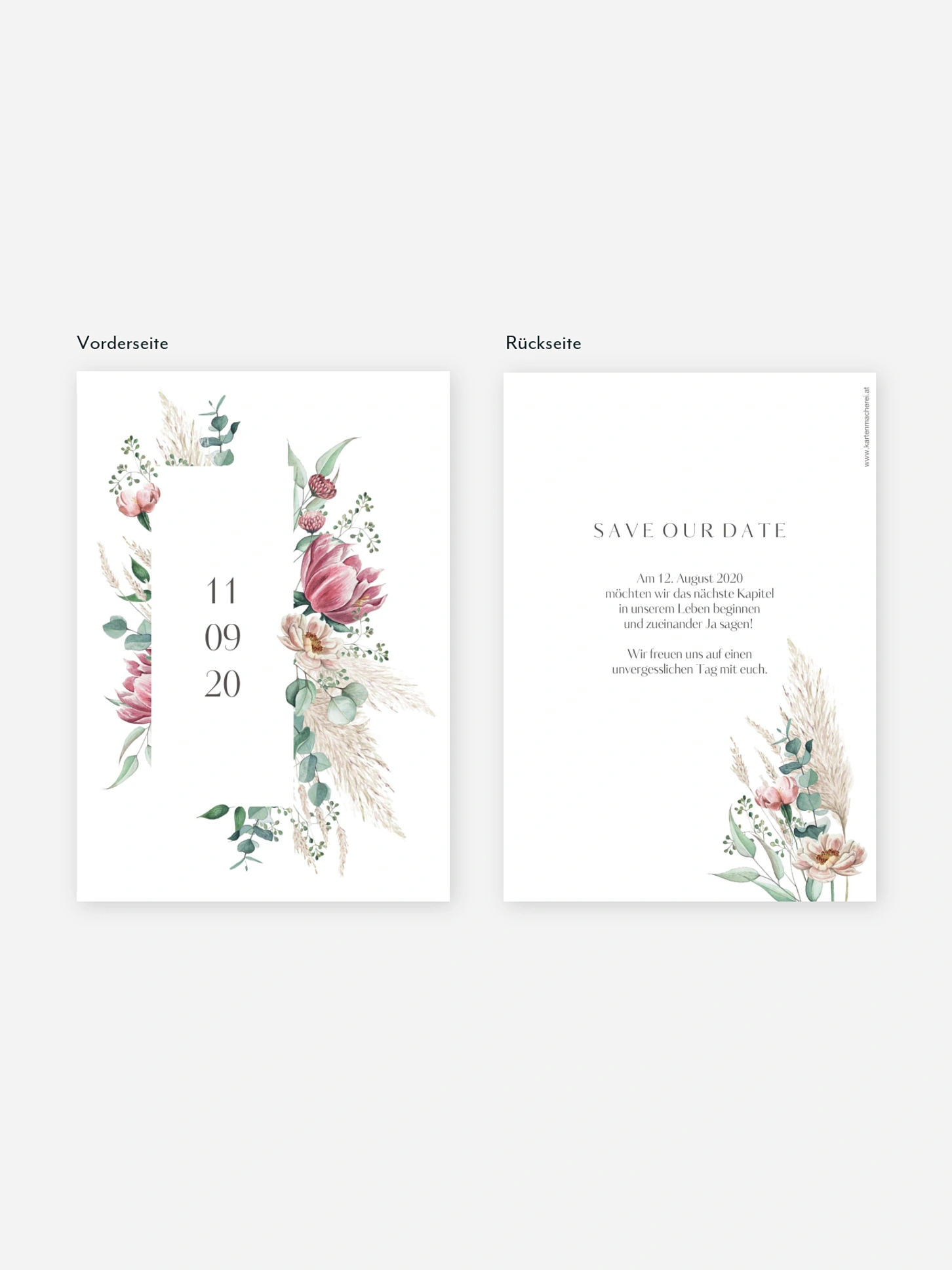 Save-the-Date Karte Pampas & Peony