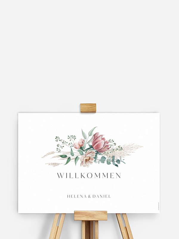 Willkommensschild Pampas & Peony
