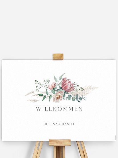 Willkommensschild Pampas & Peony