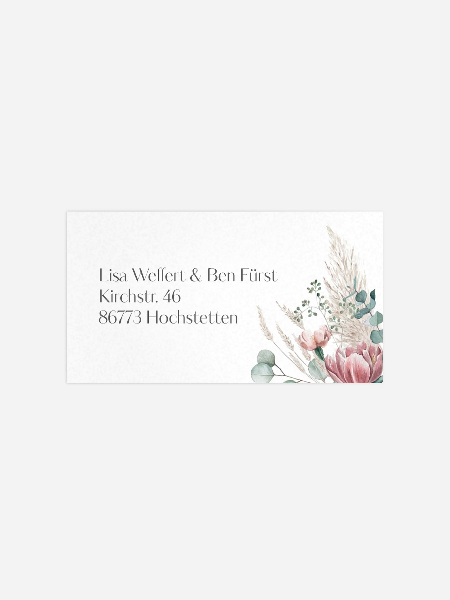 Empfängeraufkleber Hochzeit Pampas & Peony