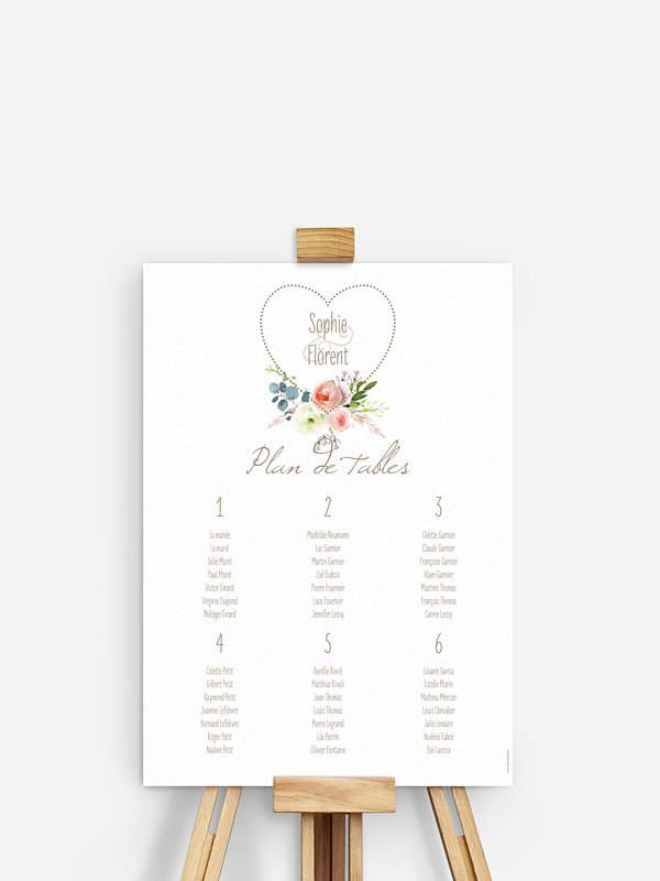 Poster plan de tables mariage "Romance"
