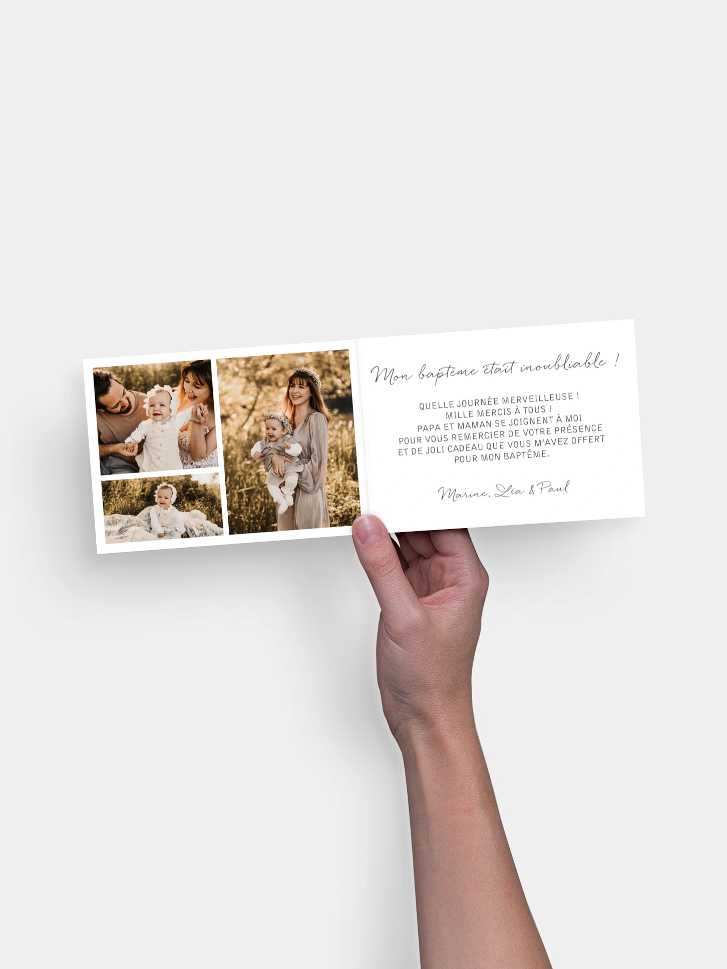 Carte remerciement baptême Multi-photos I
