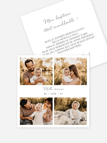 Carte remerciement baptême Multi-photos I